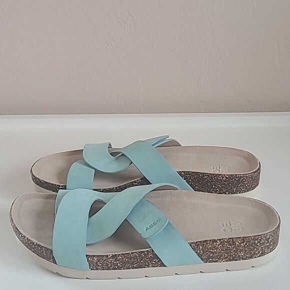 ABEO LizzyĀ Lanai Leather Slide Color Aqua Light Turquoise Size 9 - Picture 4 of 16